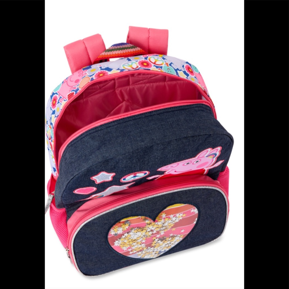 Peppa Pig Girls- Rainbow Hearts Backpack (NWT) - Picture 3 of 5